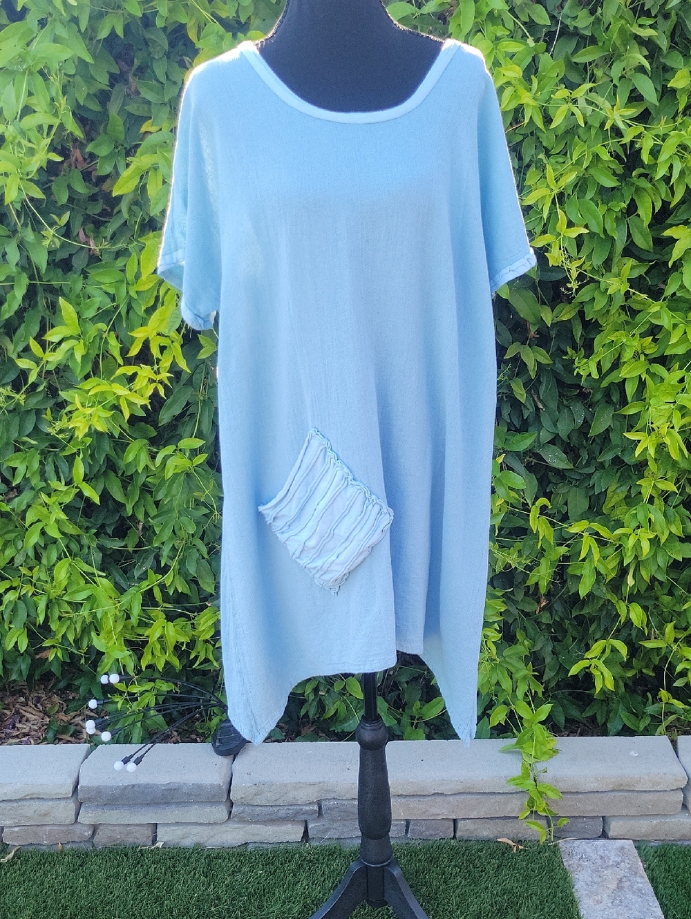 Oh My Gauze! 100% Cotton Light Blue Short Sleeve Swim Cover Up